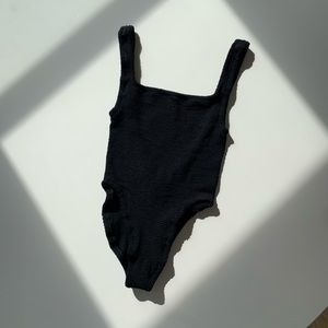 Hunza G Square Neck One Piece Swimsuit in Black